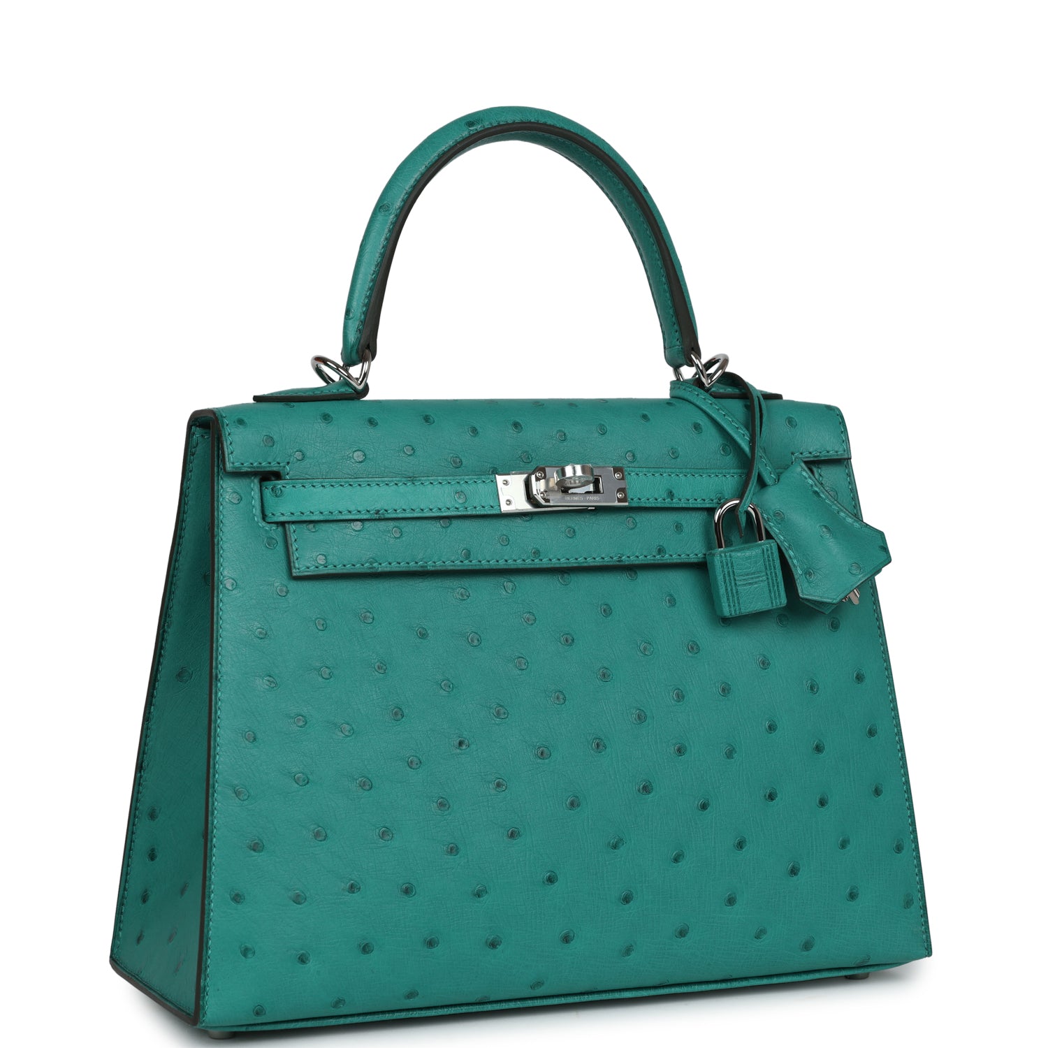 Hermes Kelly Sellier 25 Vert Verone Ostrich Palladium Hardware - Image 3