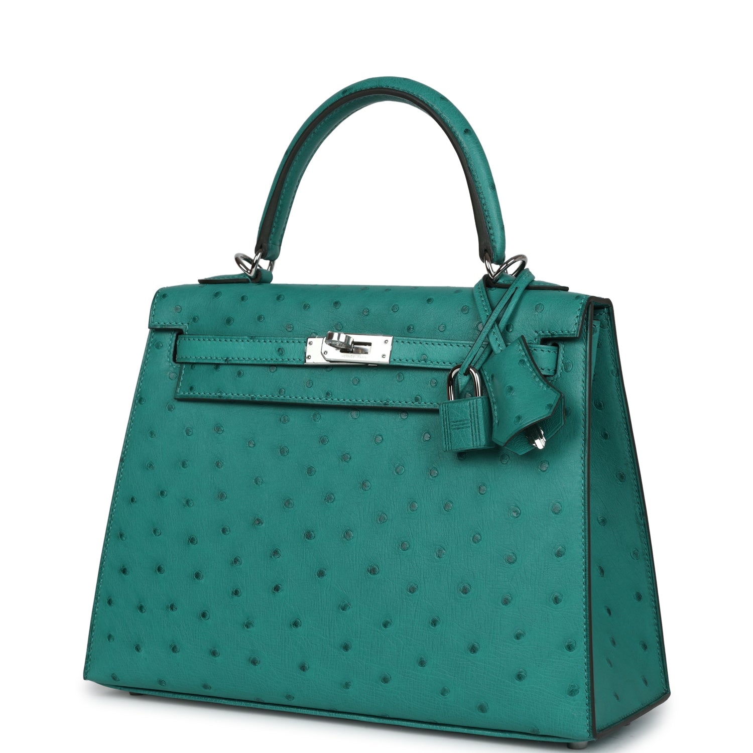 Hermes Kelly Sellier 25 Vert Verone Ostrich Palladium Hardware - Image 5