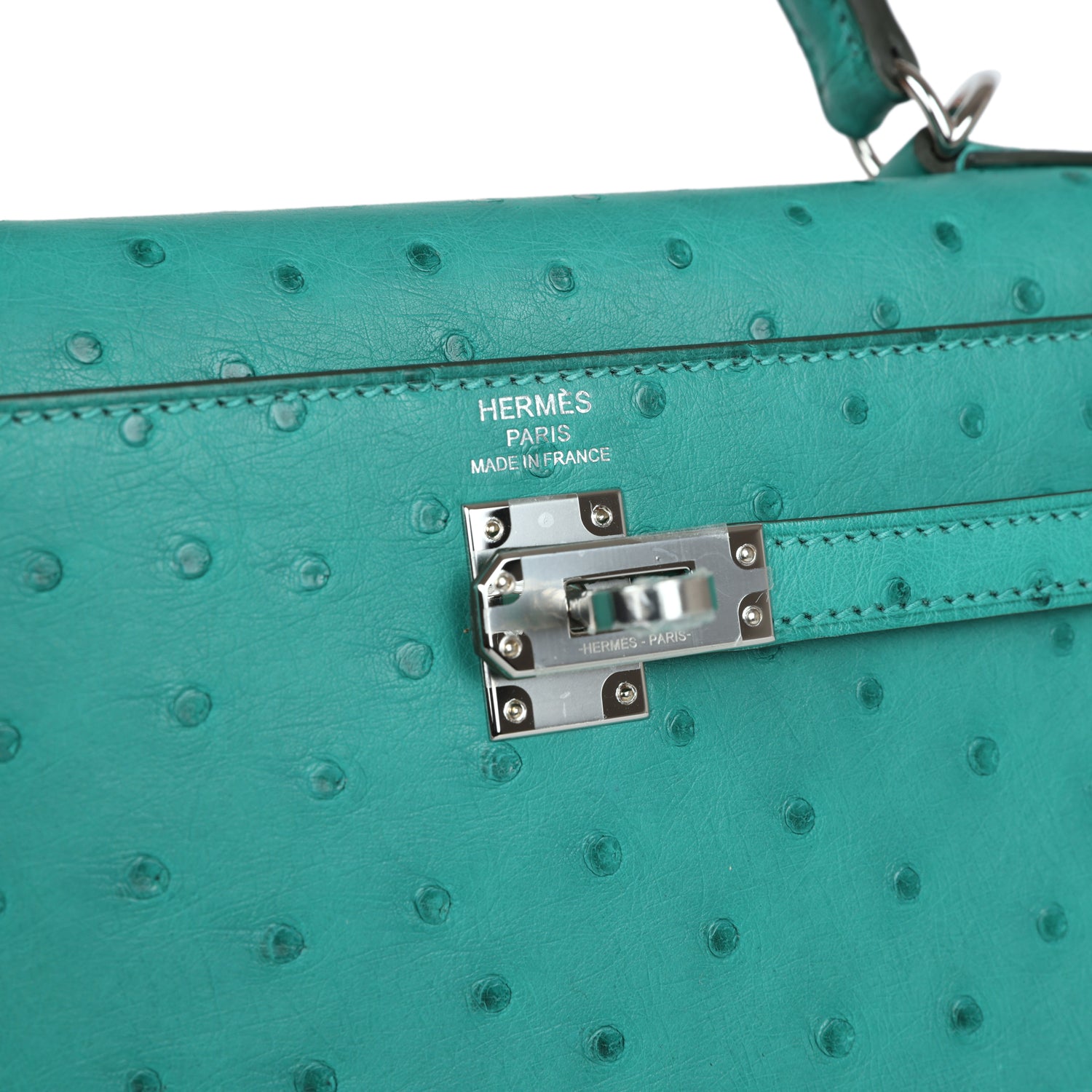 Hermes Kelly Sellier 25 Vert Verone Ostrich Palladium Hardware - Image 4