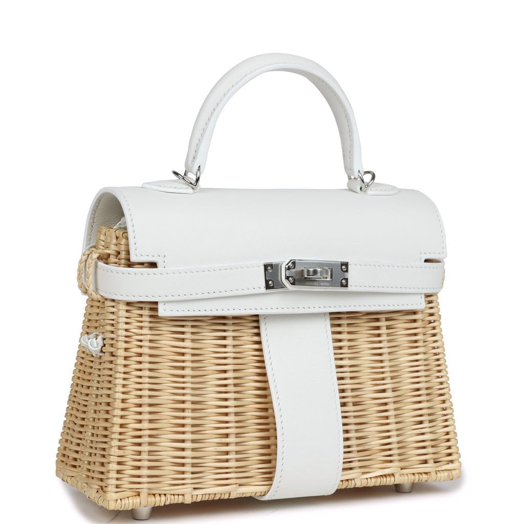 Hermes Mini Picnic Kelly 20 White Swift Palladium Hardware - Image 2