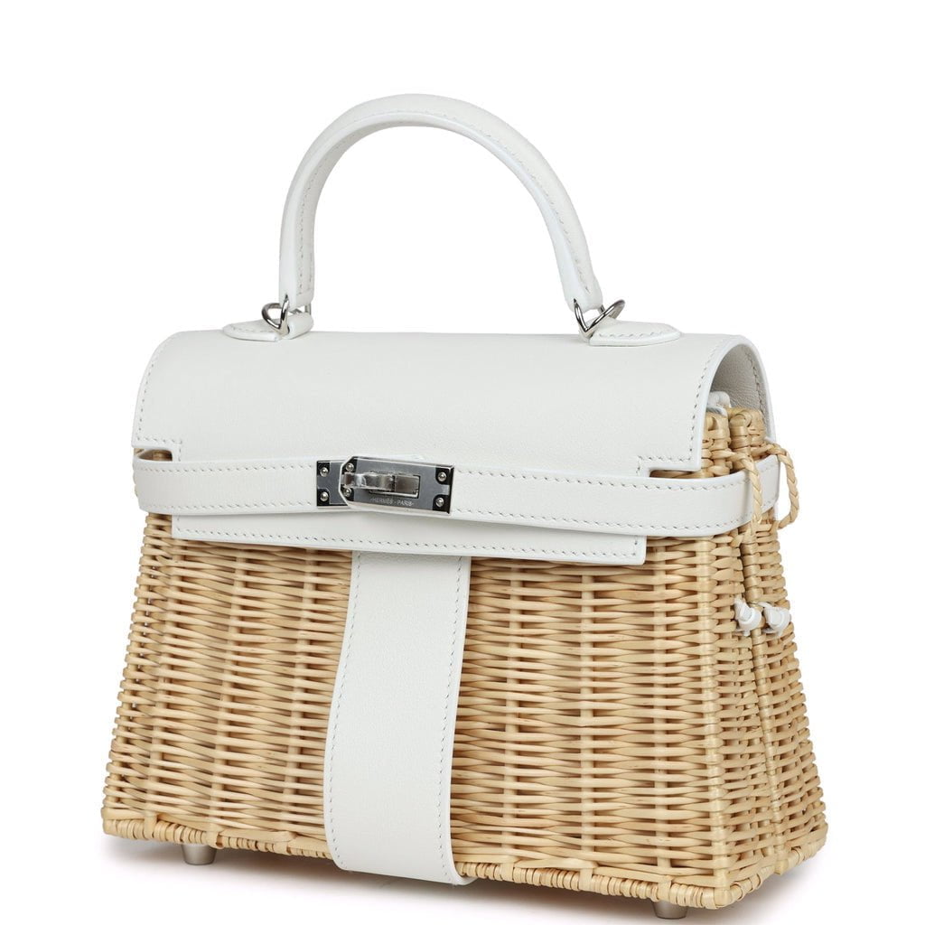 Hermes Mini Picnic Kelly 20 White Swift Palladium Hardware - Image 4