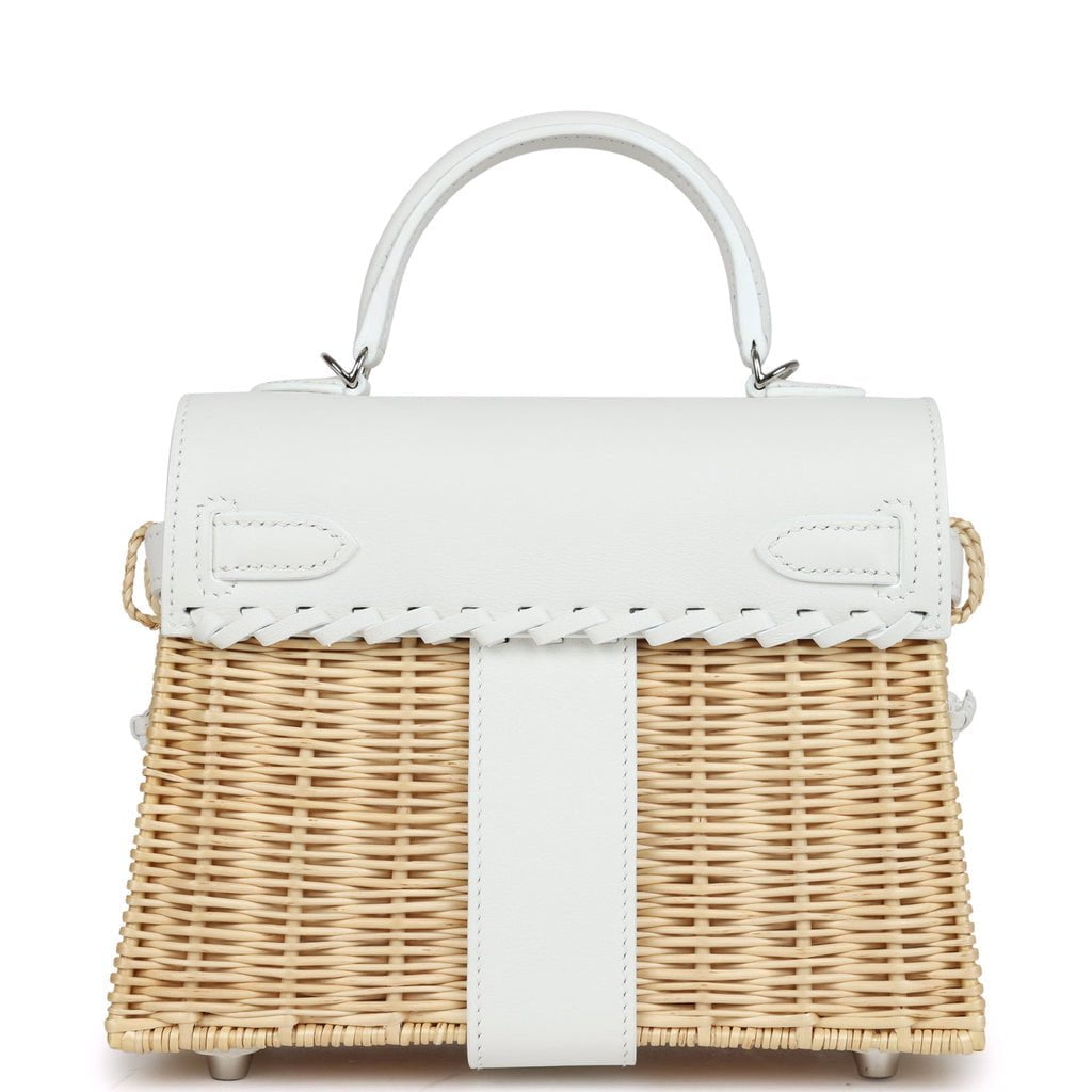 Hermes Mini Picnic Kelly 20 White Swift Palladium Hardware - Image 3