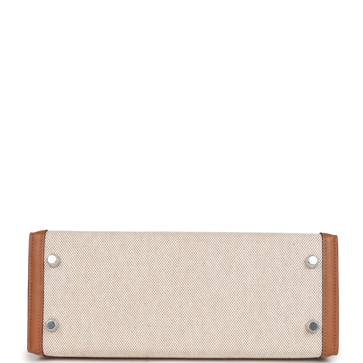 Hermes Kelly Sellier 25 Gold Swift and Ecru Toile Palladium Hardware