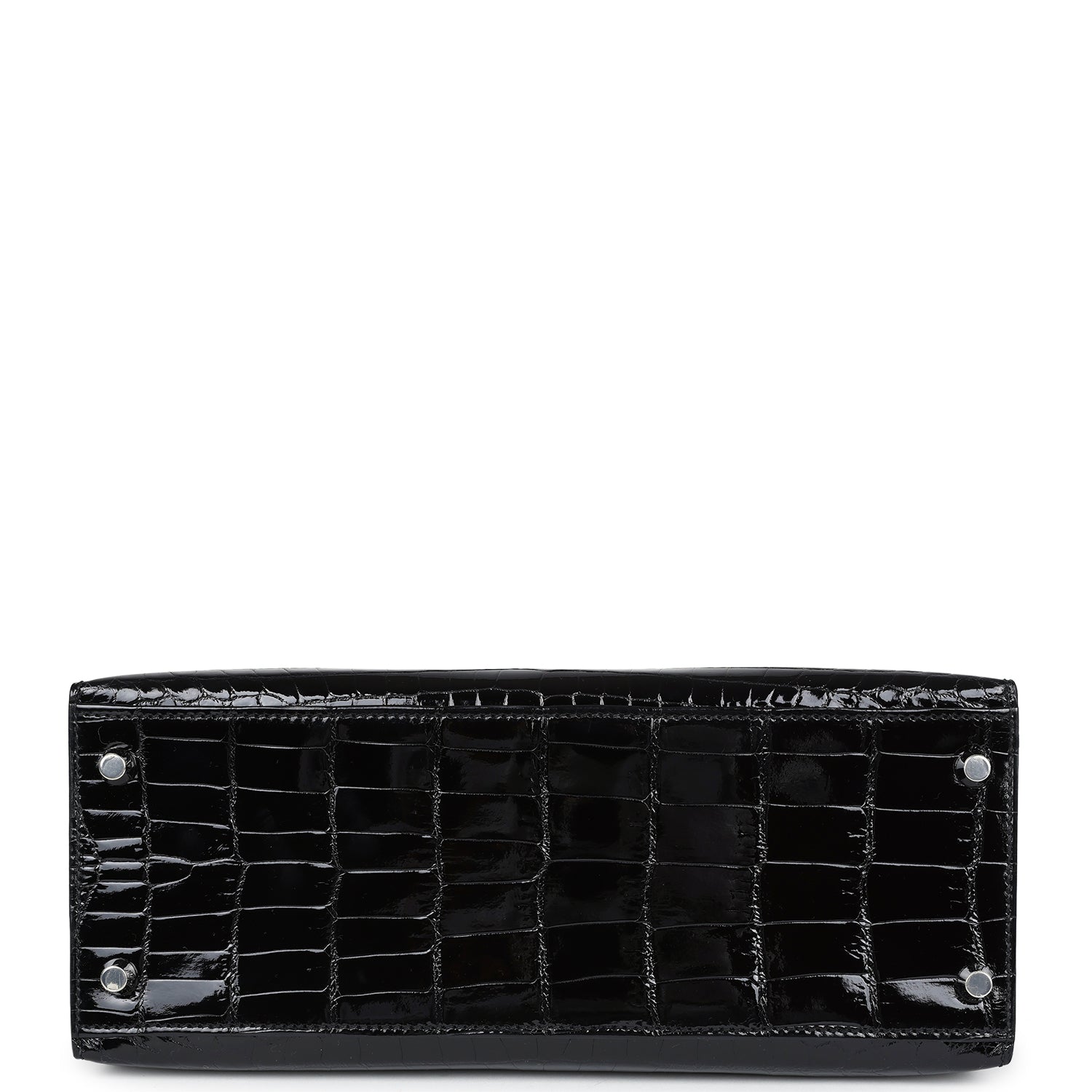 Hermes Kelly Sellier 28 Black Shiny Niloticus Crocodile Palladium Hardware - Image 8