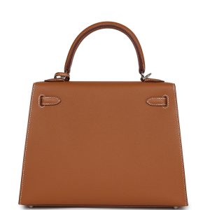 Hermes Kelly Sellier 25 Gold Epsom Palladium Hardware
