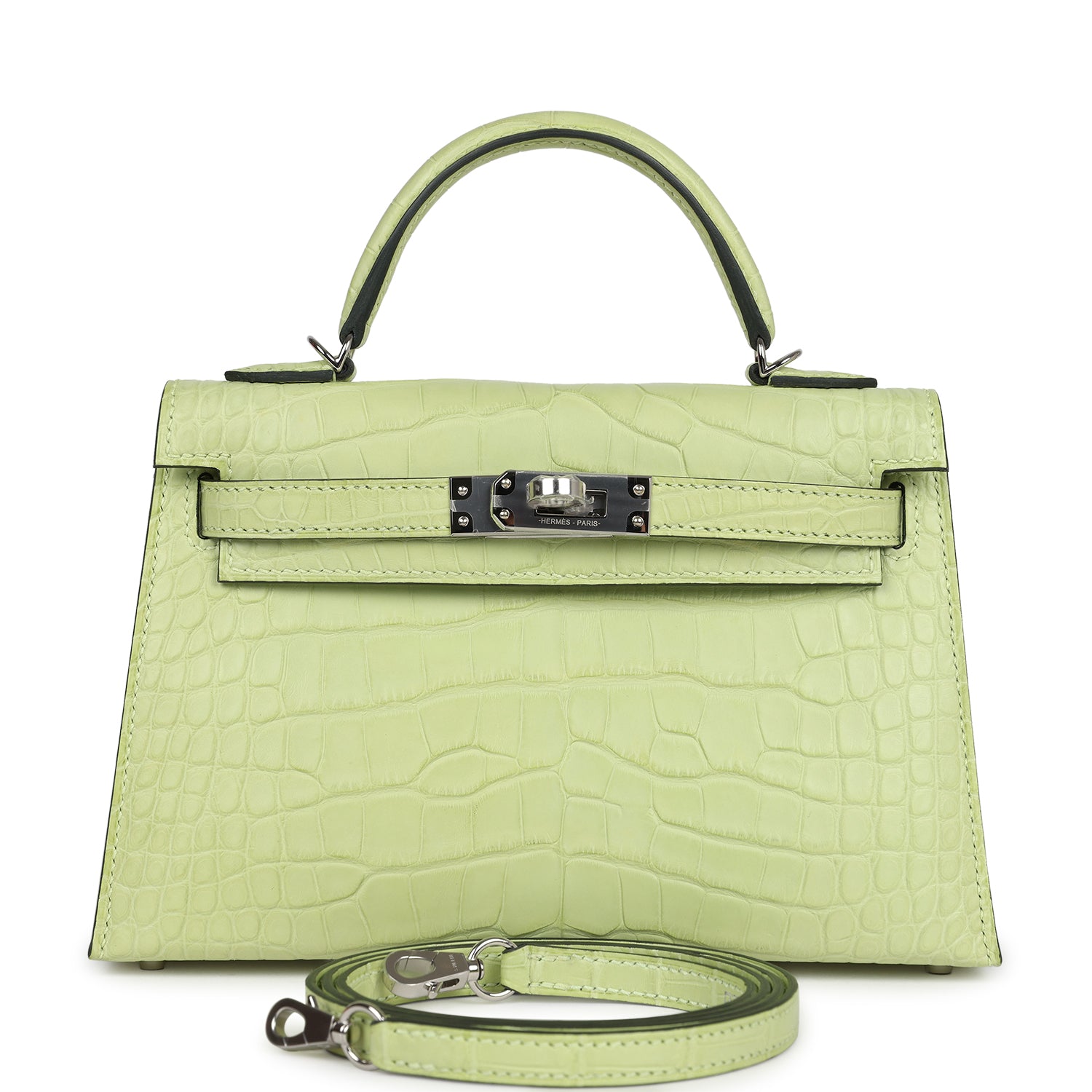 Hermes Kelly Sellier 20 Jaune Bourgeon Matte Alligator Palladium Hardware - Image 6