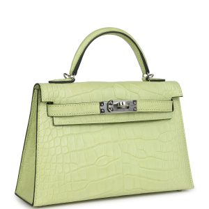 Hermes Kelly Sellier 20 Jaune Bourgeon Matte Alligator Palladium Hardware