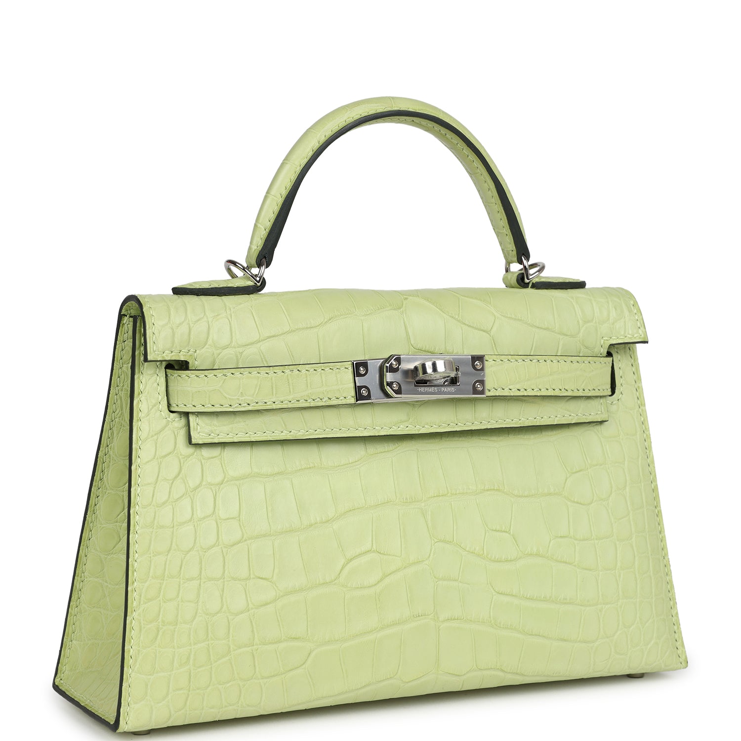 Hermes Kelly Sellier 20 Jaune Bourgeon Matte Alligator Palladium Hardware