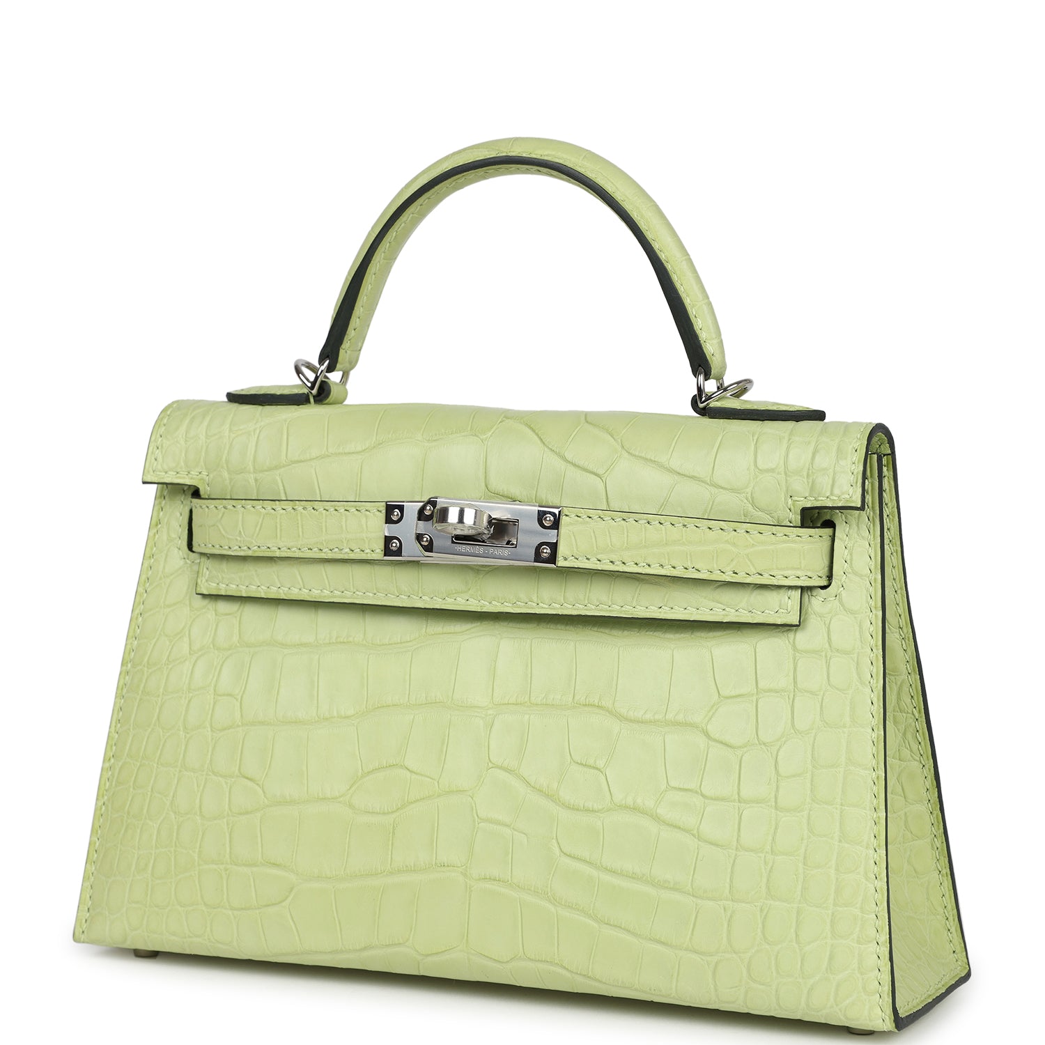 Hermes Kelly Sellier 20 Jaune Bourgeon Matte Alligator Palladium Hardware - Image 5