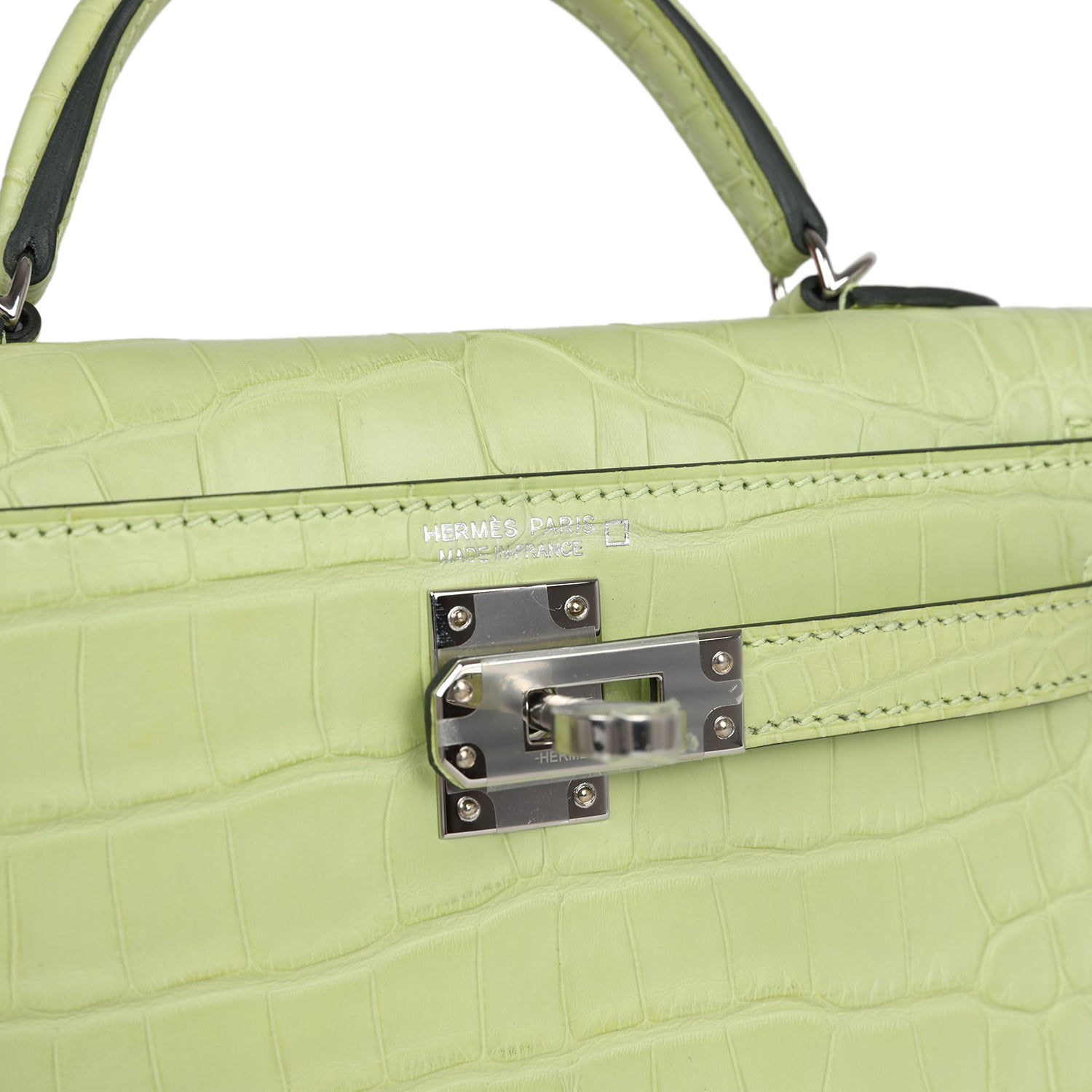Hermes Kelly Sellier 20 Jaune Bourgeon Matte Alligator Palladium Hardware - Image 7