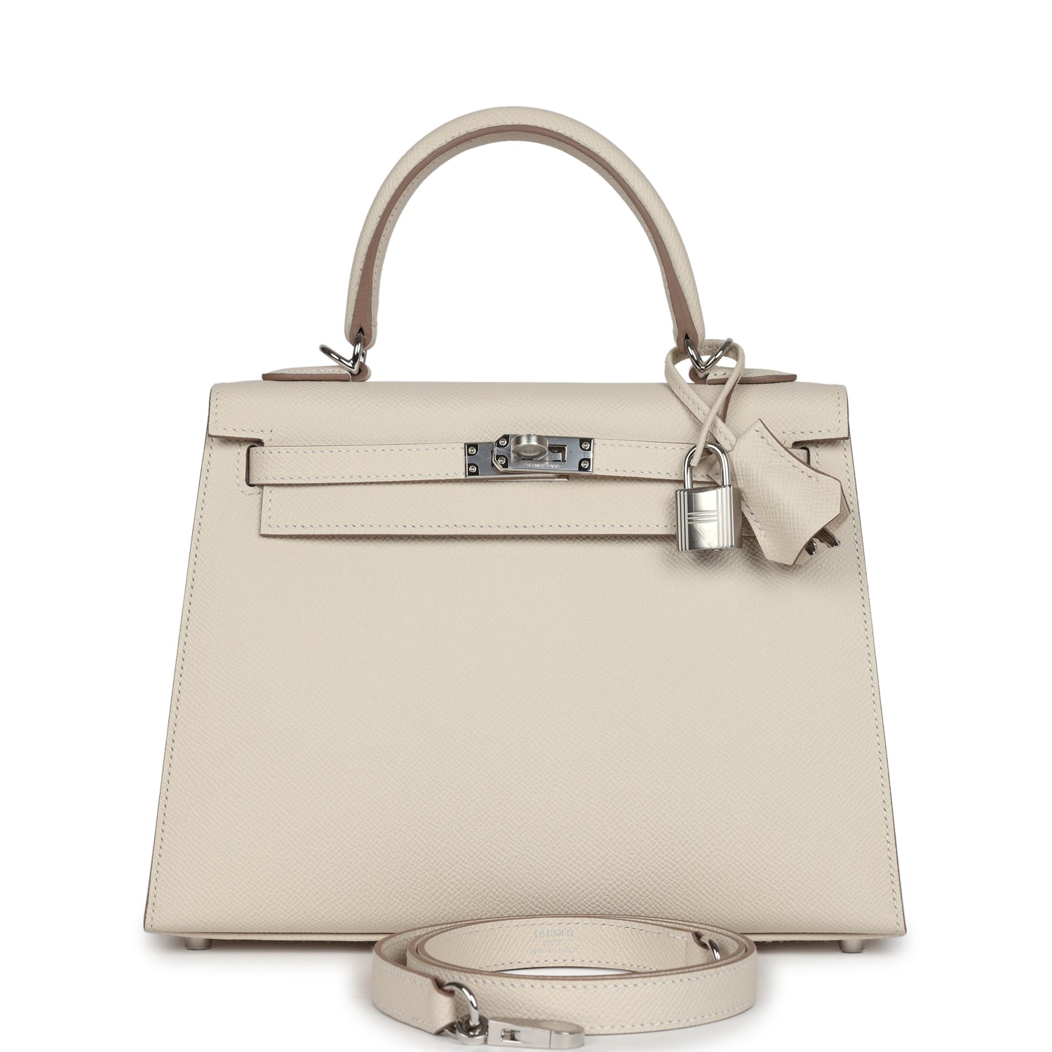 Hermes Kelly Sellier 25 Craie Epsom Palladium Hardware - Image 4