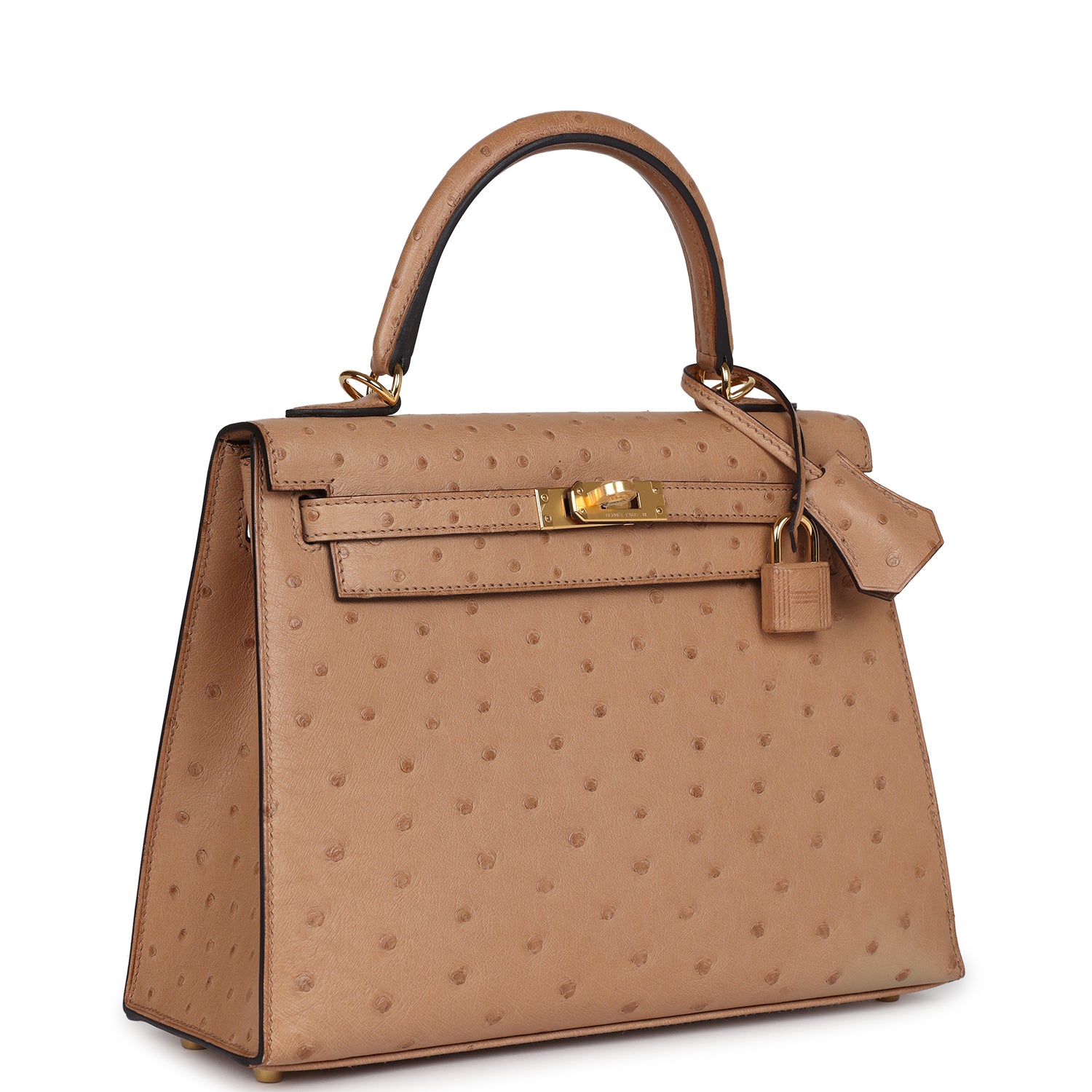 Hermes Kelly Sellier 25 Chai Ostrich Gold Hardware - Image 4