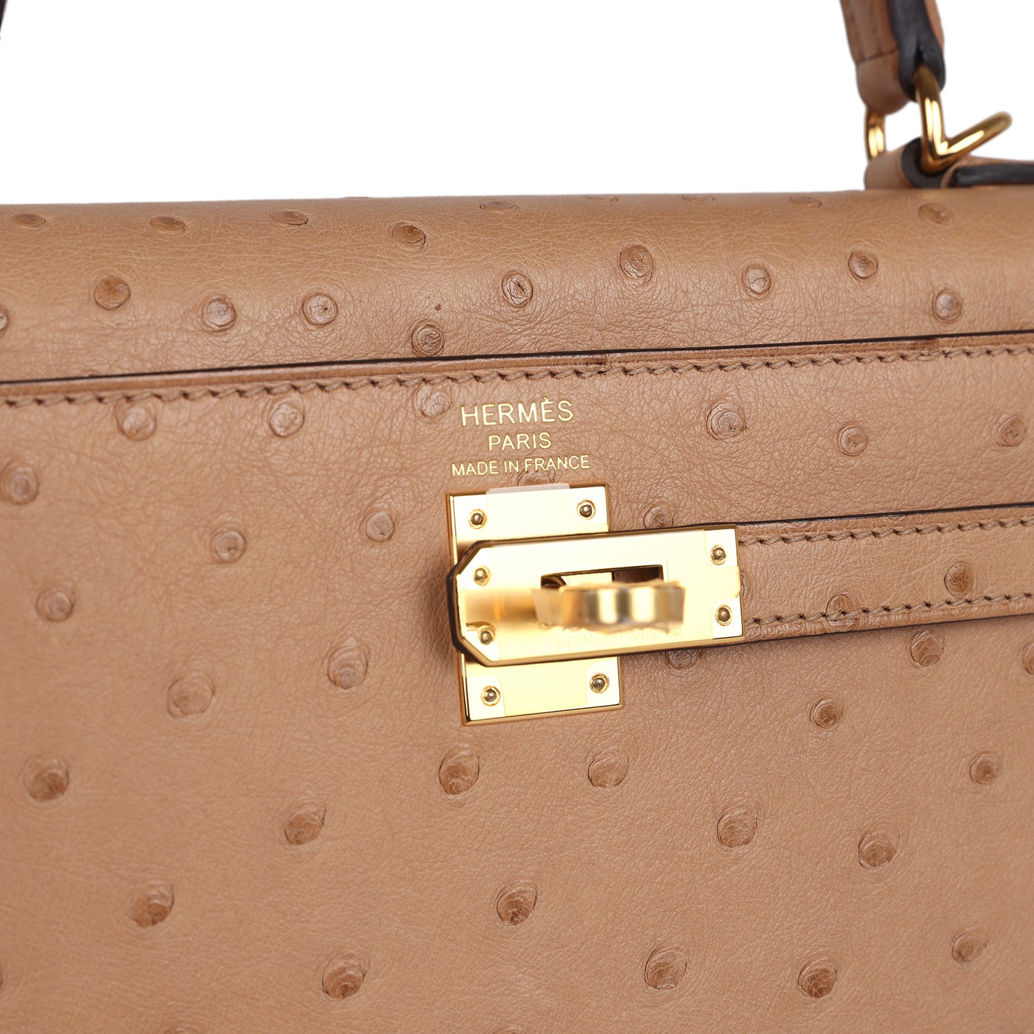 Hermes Kelly Sellier 25 Chai Ostrich Gold Hardware - Image 8