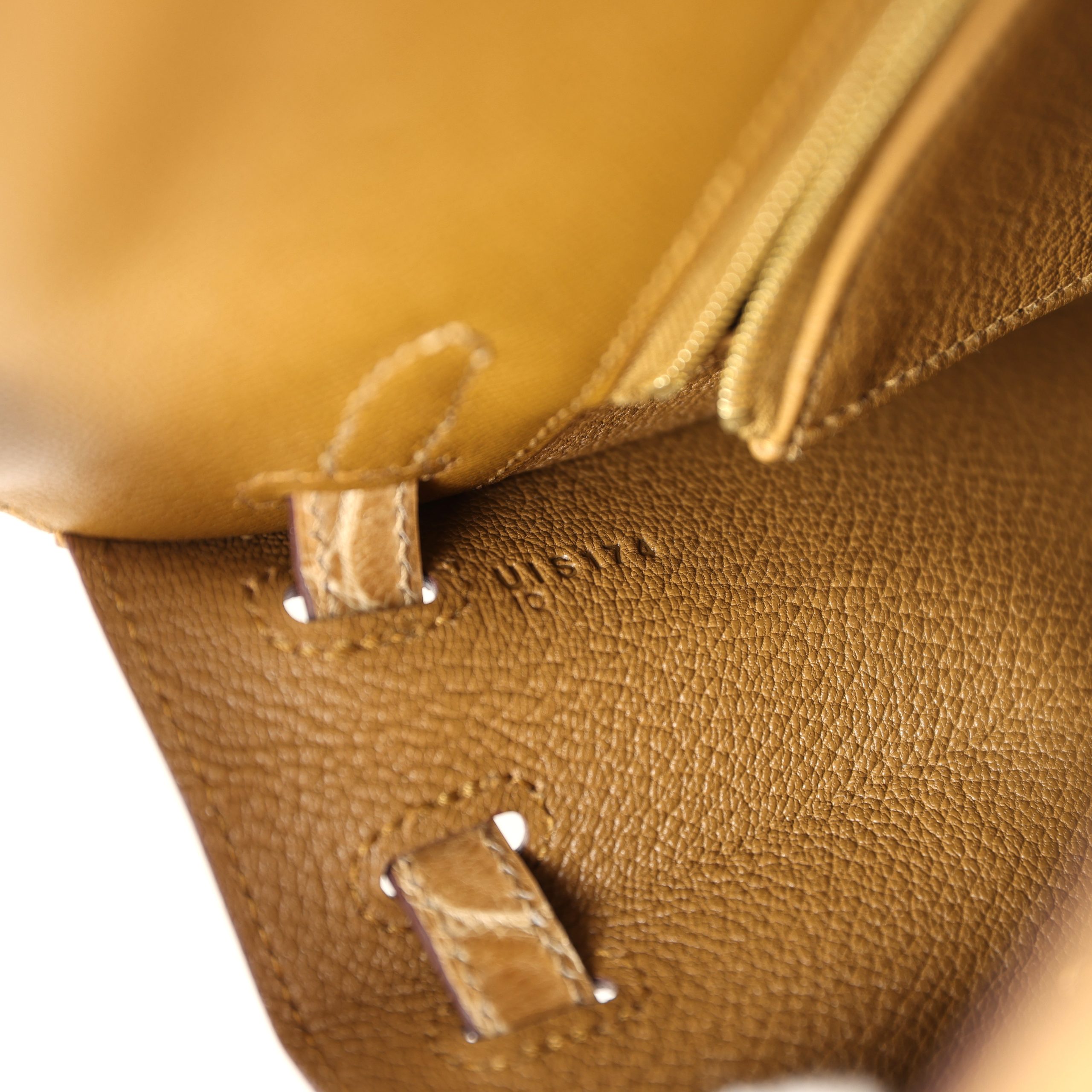 Hermes Kelly Sellier 25 Bronze Dore Madame and Sable Shiny Niloticus Crocodile Touch Permabrass Hardware - Image 9