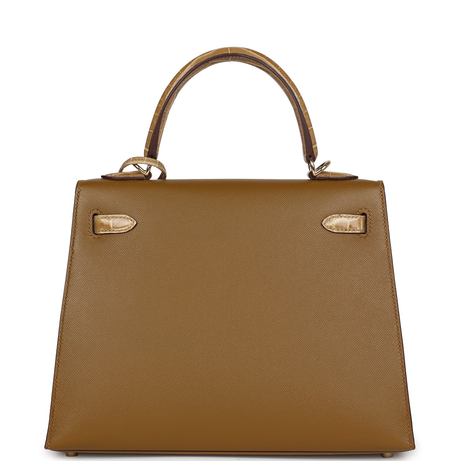 Hermes Kelly Sellier 25 Bronze Dore Madame and Sable Shiny Niloticus Crocodile Touch Permabrass Hardware - Image 3