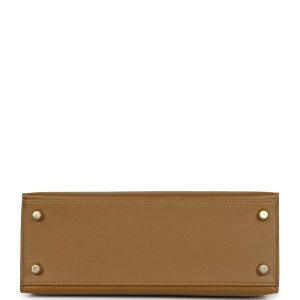 Hermes Kelly Sellier 25 Bronze Dore Madame and Sable Shiny Niloticus Crocodile Touch Permabrass Hardware