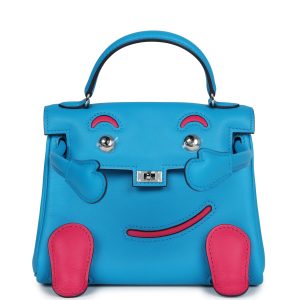 Hermes “Quelle Idolle” Kelly Doll Bleu Frida and Rose Extreme Swift Palladium Hardware