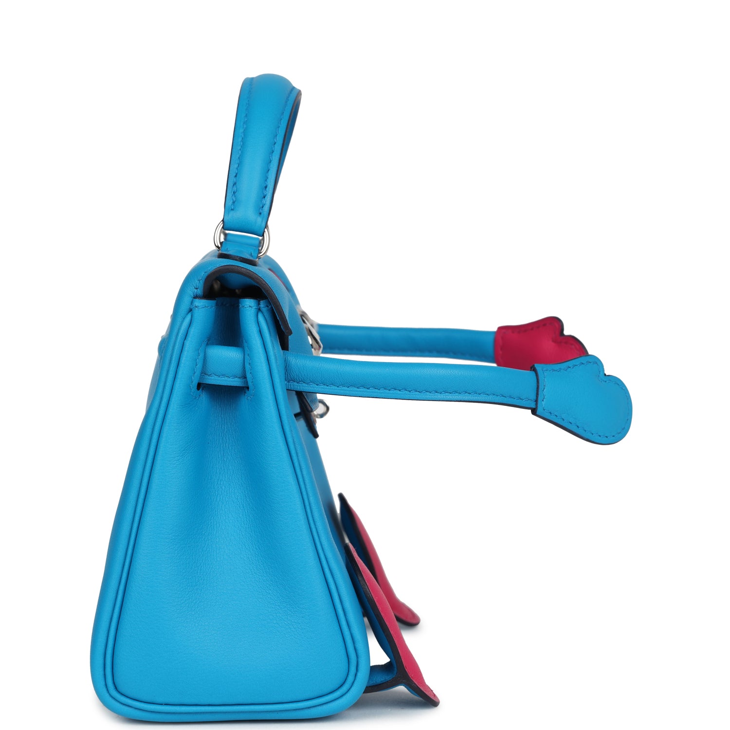 Hermes “Quelle Idolle” Kelly Doll Bleu Frida and Rose Extreme Swift Palladium Hardware - Image 2