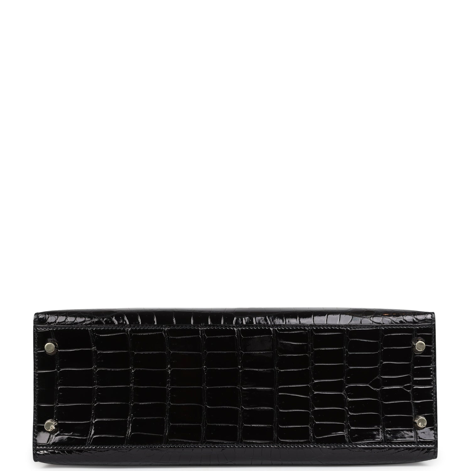 Hermes Kelly Sellier 32 Black Shiny Porosus Crocodile Gold Hardware - Image 6