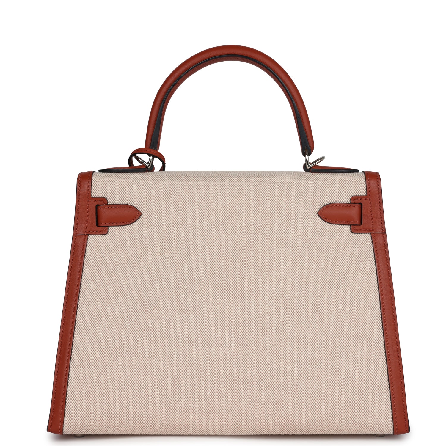 Hermes Kelly Sellier 28 Cuivre Swift and Ecru Toile H Palladium Hardware - Image 6
