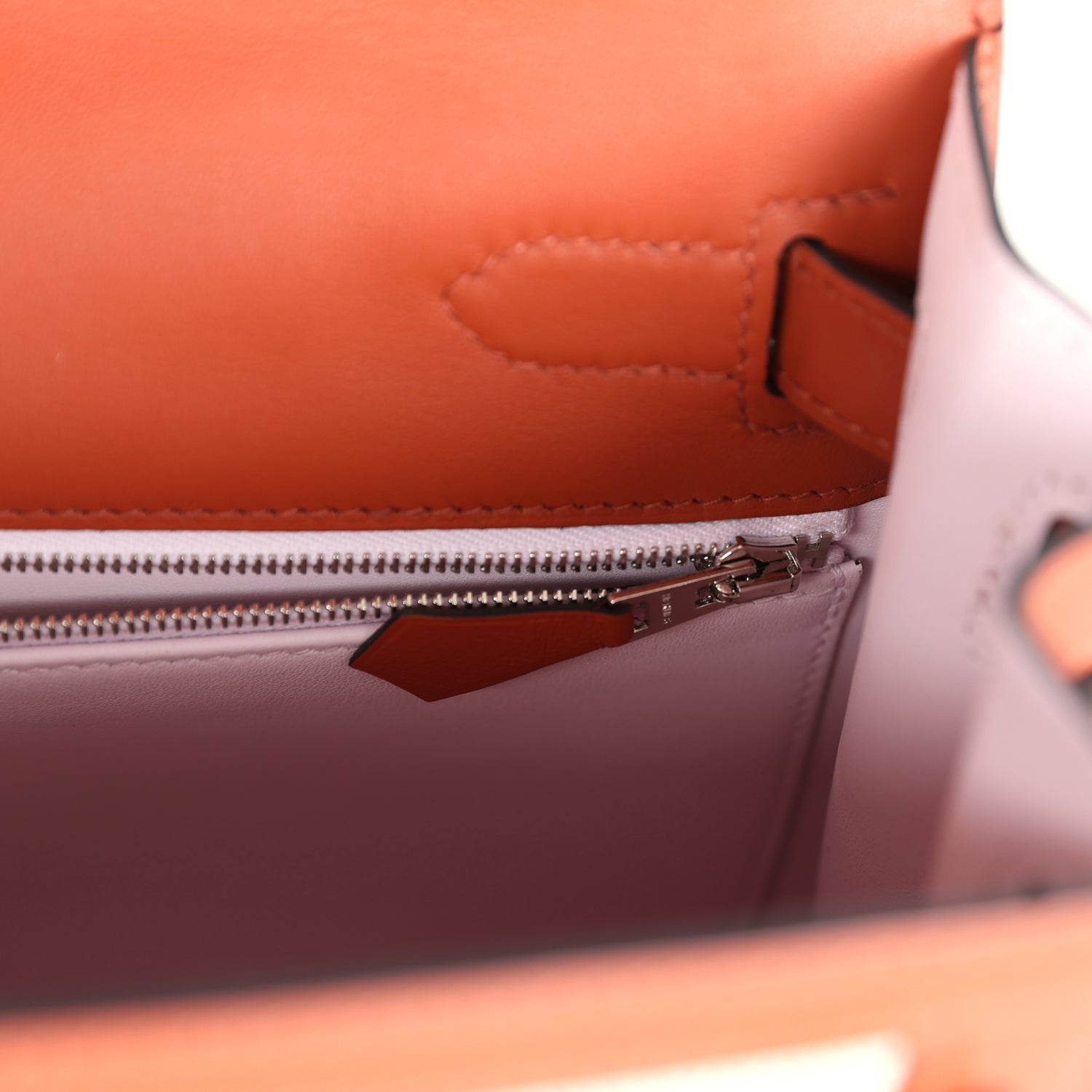 Hermes Kelly Sellier 28 Cuivre Swift and Ecru Toile H Palladium Hardware - Image 2
