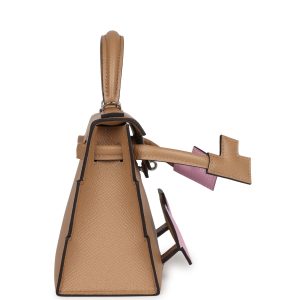 Hermes “Quelle Idolle” Picto Kelly Doll Chai/Mauve Sylvestre/Bleu Celeste/Terre Battue Epsom Palladium Hardware