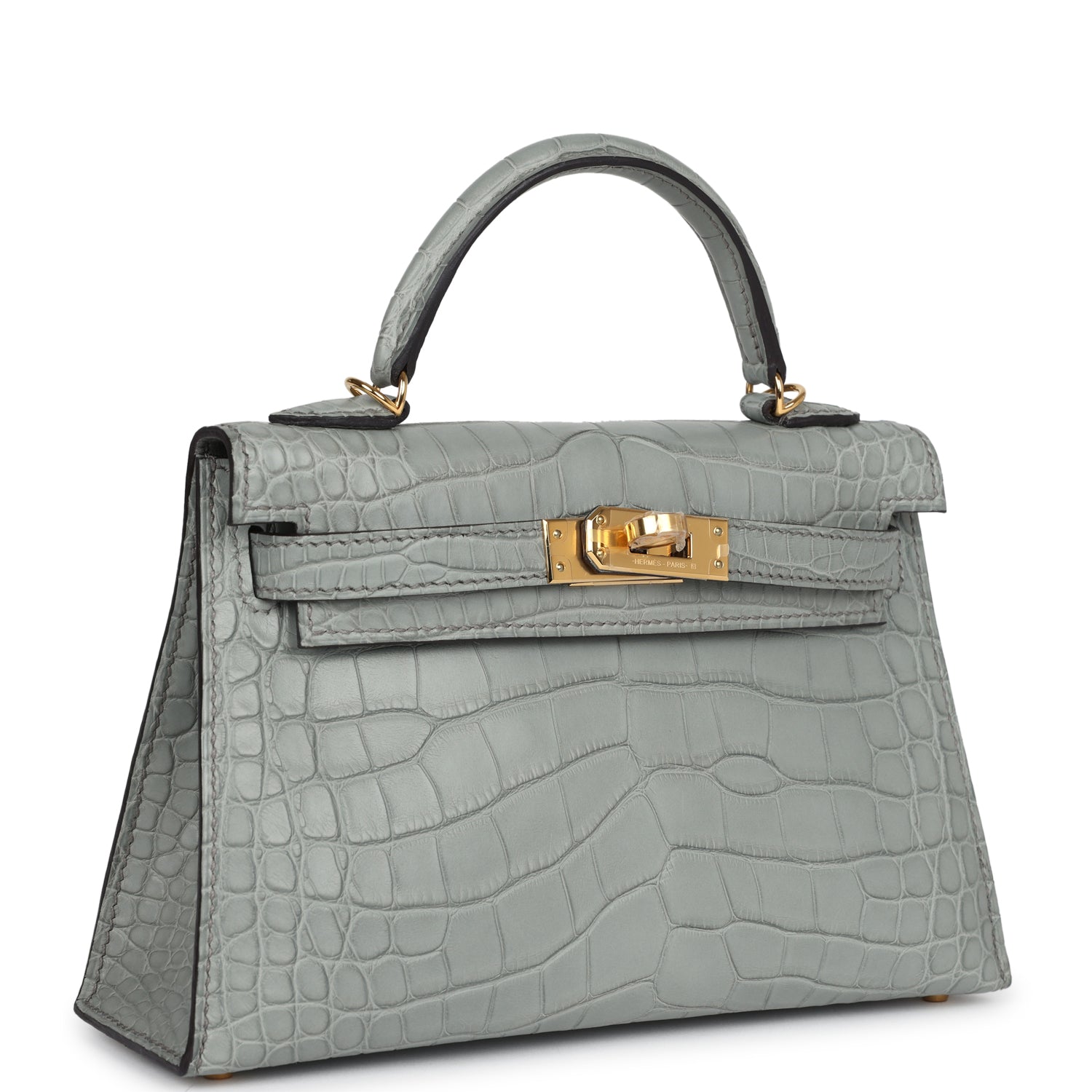 Hermes Kelly Sellier 20 Gris Ciment Matte Alligator Gold Hardware - Image 7