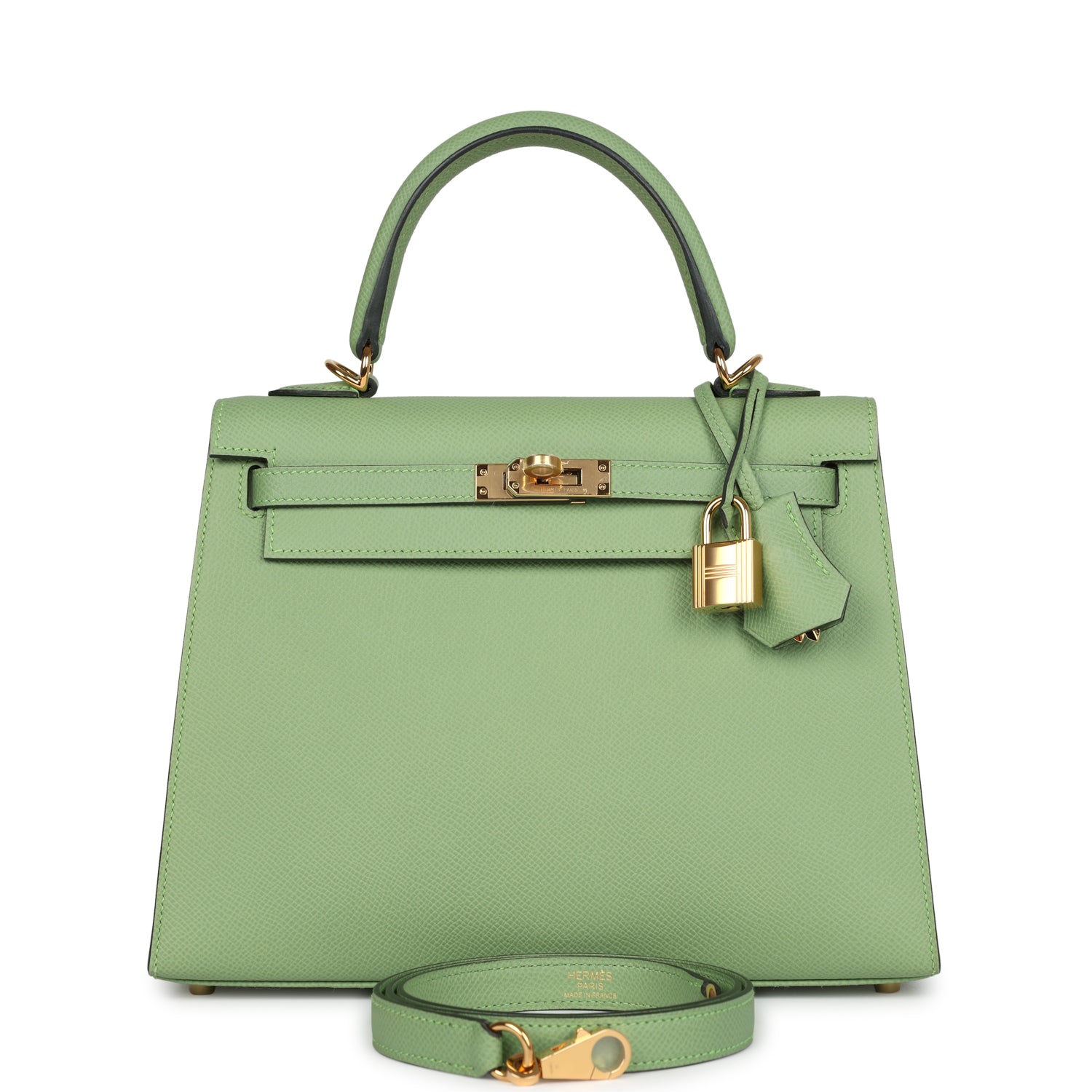 Hermes Kelly Sellier 25 Vert Criquet Epsom Gold Hardware - Image 7