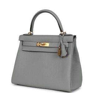 Hermes Kelly Retourne 28 Gris Mouette Togo Gold Hardware