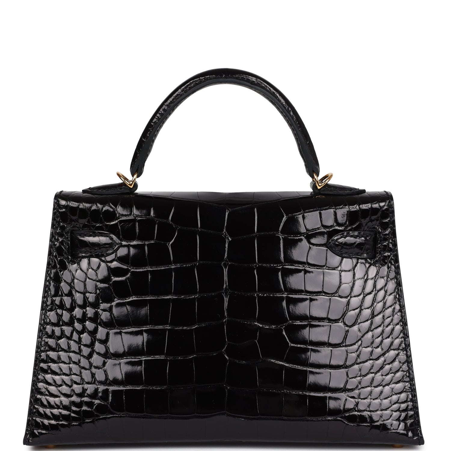 Hermes Kelly Sellier 20 Black Shiny Alligator Gold Hardware - Image 7