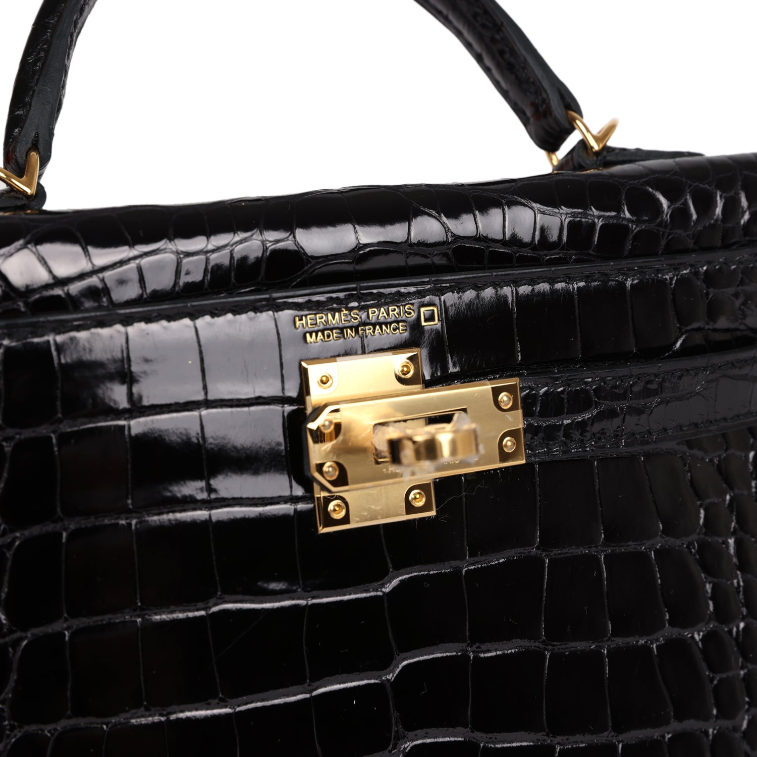 Hermes Kelly Sellier 20 Black Shiny Alligator Gold Hardware - Image 2