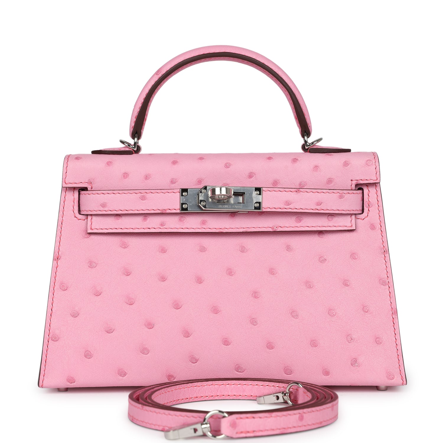 Hermes Kelly Sellier 20 Bubblegum Ostrich Palladium Hardware - Image 5
