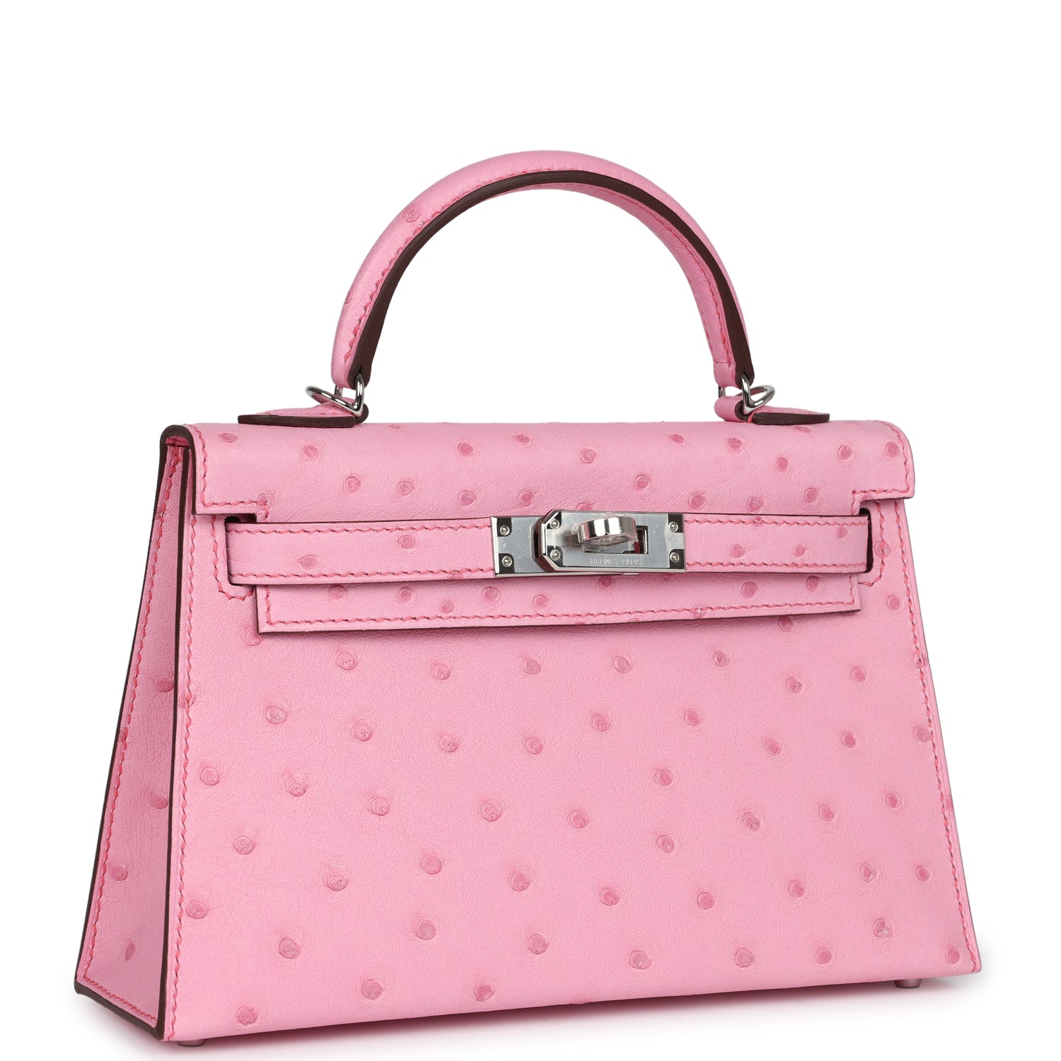 Hermes Kelly Sellier 20 Bubblegum Ostrich Palladium Hardware - Image 7