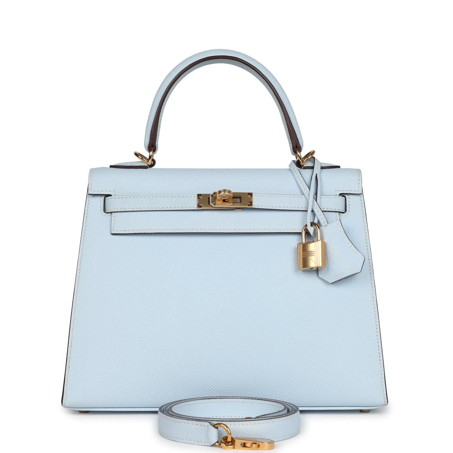Hermes Kelly Sellier 25 Bleu Brume Epsom Gold Hardware - Image 8