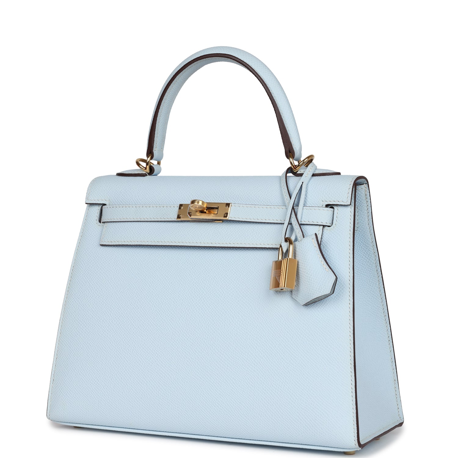 Hermes Kelly Sellier 25 Bleu Brume Epsom Gold Hardware - Image 9