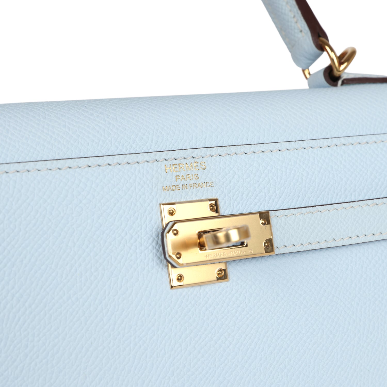 Hermes Kelly Sellier 25 Bleu Brume Epsom Gold Hardware - Image 4