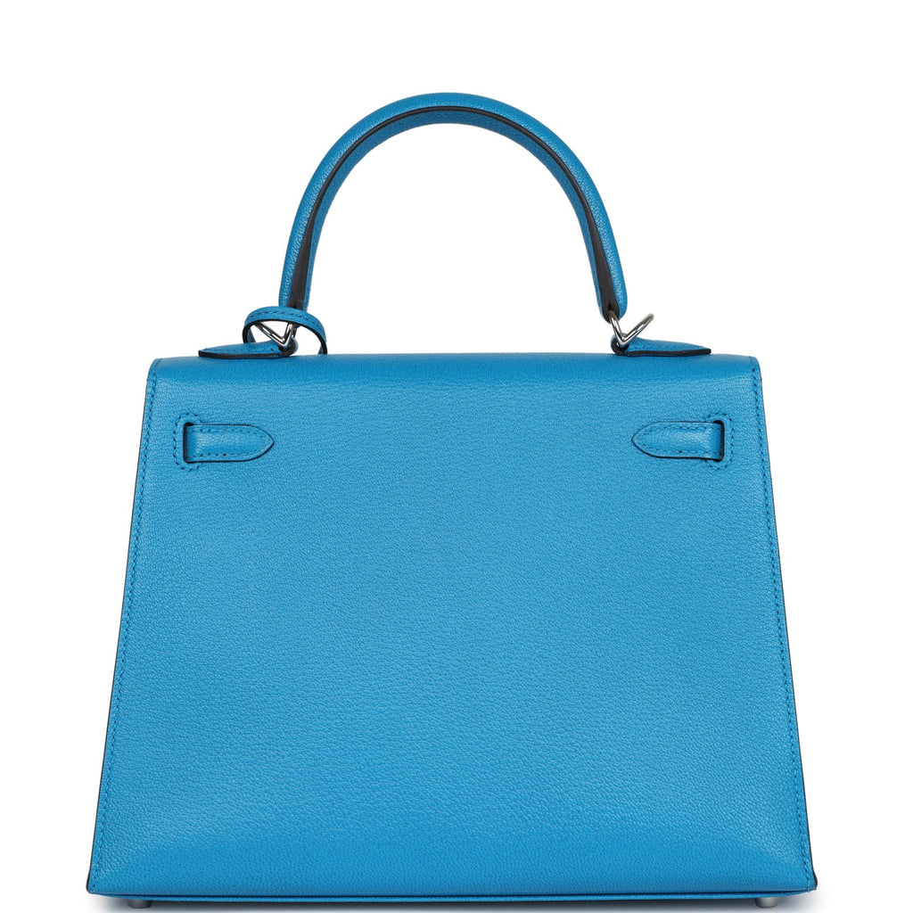 Hermes Kelly Sellier 25 Bleu Zanzibar Chevre Palladium Hardware - Image 5
