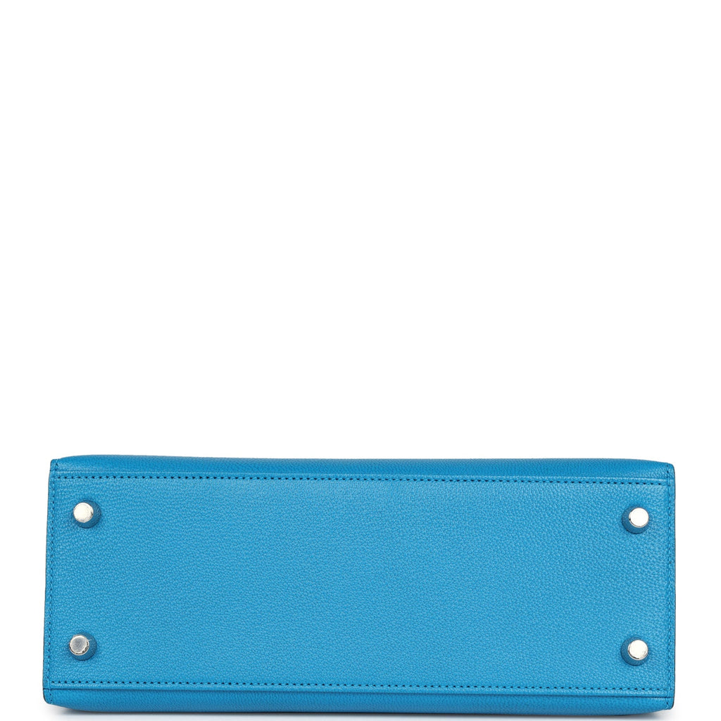 Hermes Kelly Sellier 25 Bleu Zanzibar Chevre Palladium Hardware - Image 7