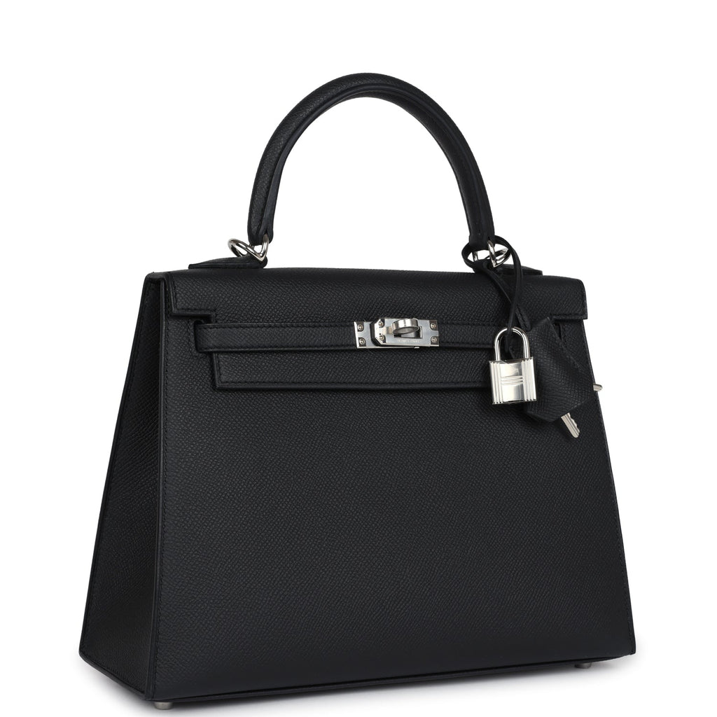 Hermes Kelly Sellier 25 Black Epsom Palladium Hardware - Image 5