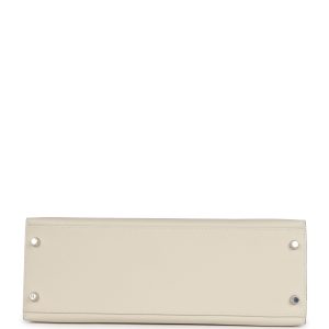 Hermes Kelly Sellier 32 Craie Epsom Palladium Hardware
