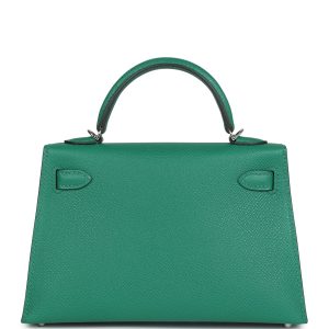 Hermes Kelly Sellier 20 Vert Vertigo Epsom Palladium Hardware