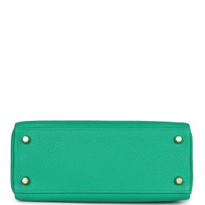Hermes Kelly Retourne 25 Menthe Togo and Varanus Niloticus Lizard Touch Permabrass