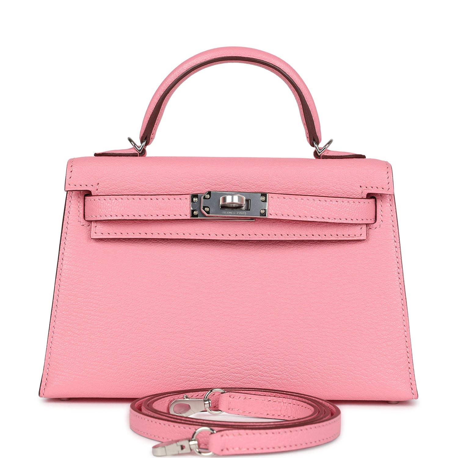 Hermes Kelly Sellier 20 Rose Confetti Verso Chevre Palladium Hardware - Image 6