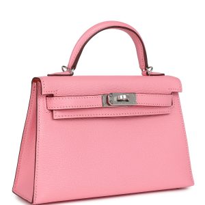 Hermes Kelly Sellier 20 Rose Confetti Verso Chevre Palladium Hardware