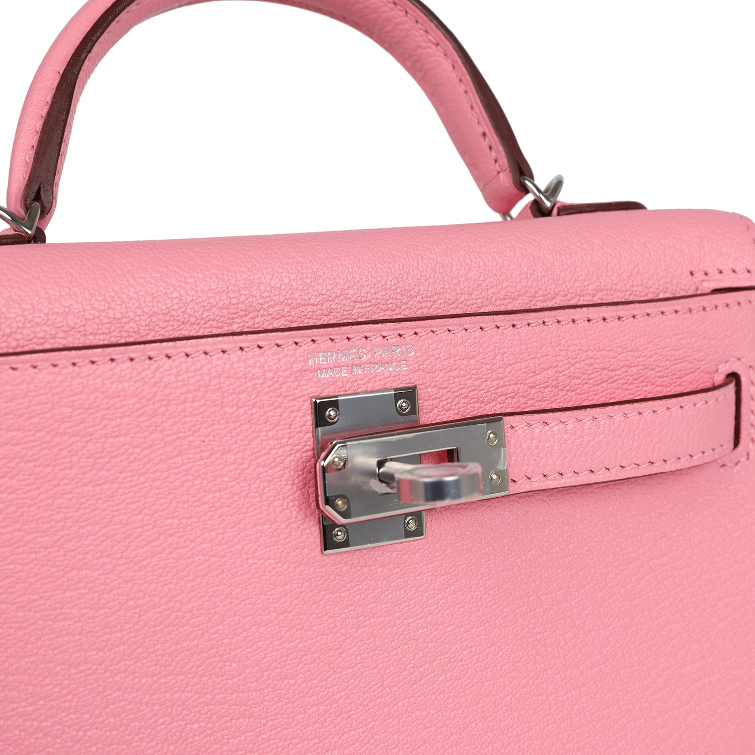 Hermes Kelly Sellier 20 Rose Confetti Verso Chevre Palladium Hardware - Image 7