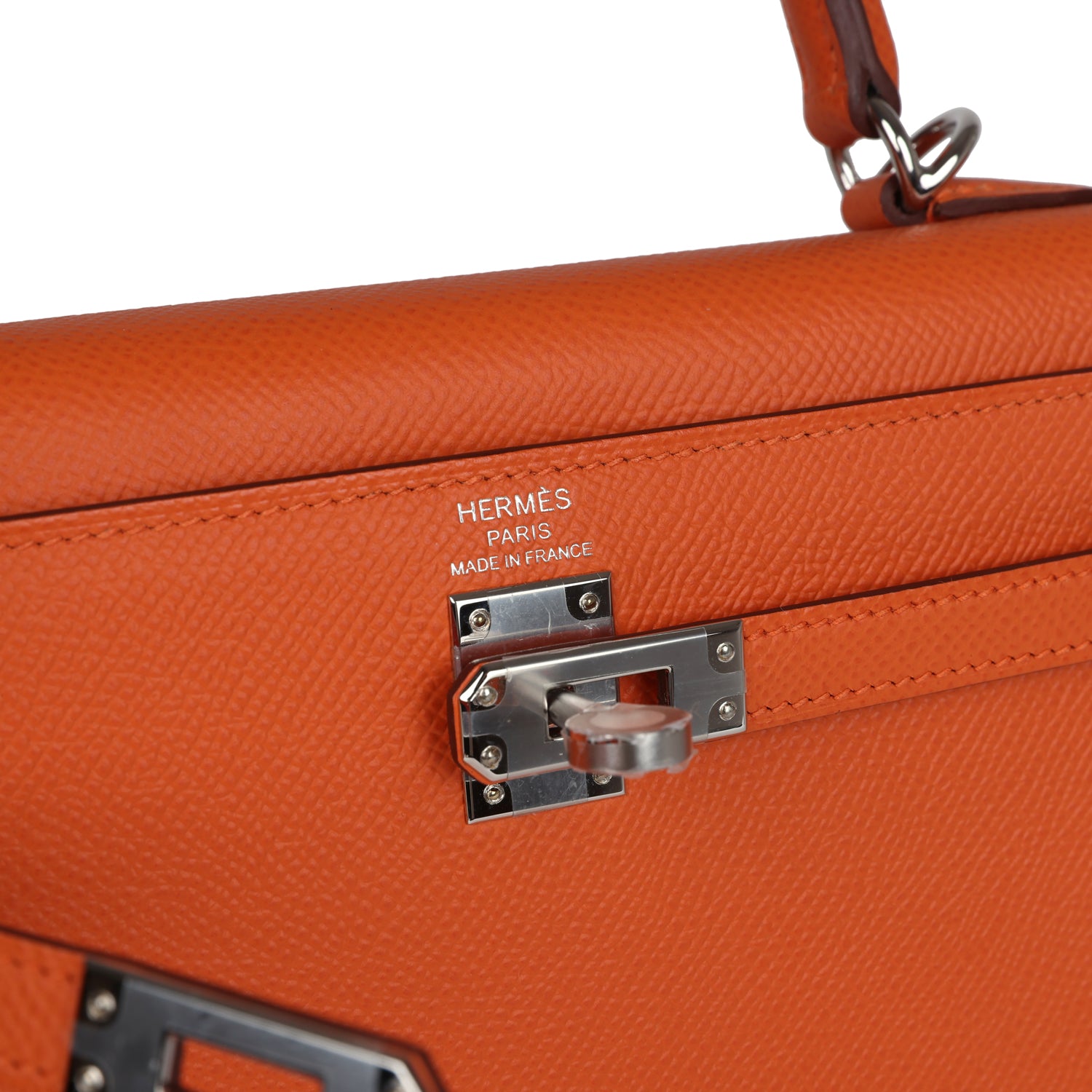 Hermes Kelly Sellier 25 Orange Epsom Palladium Hardware - Image 2