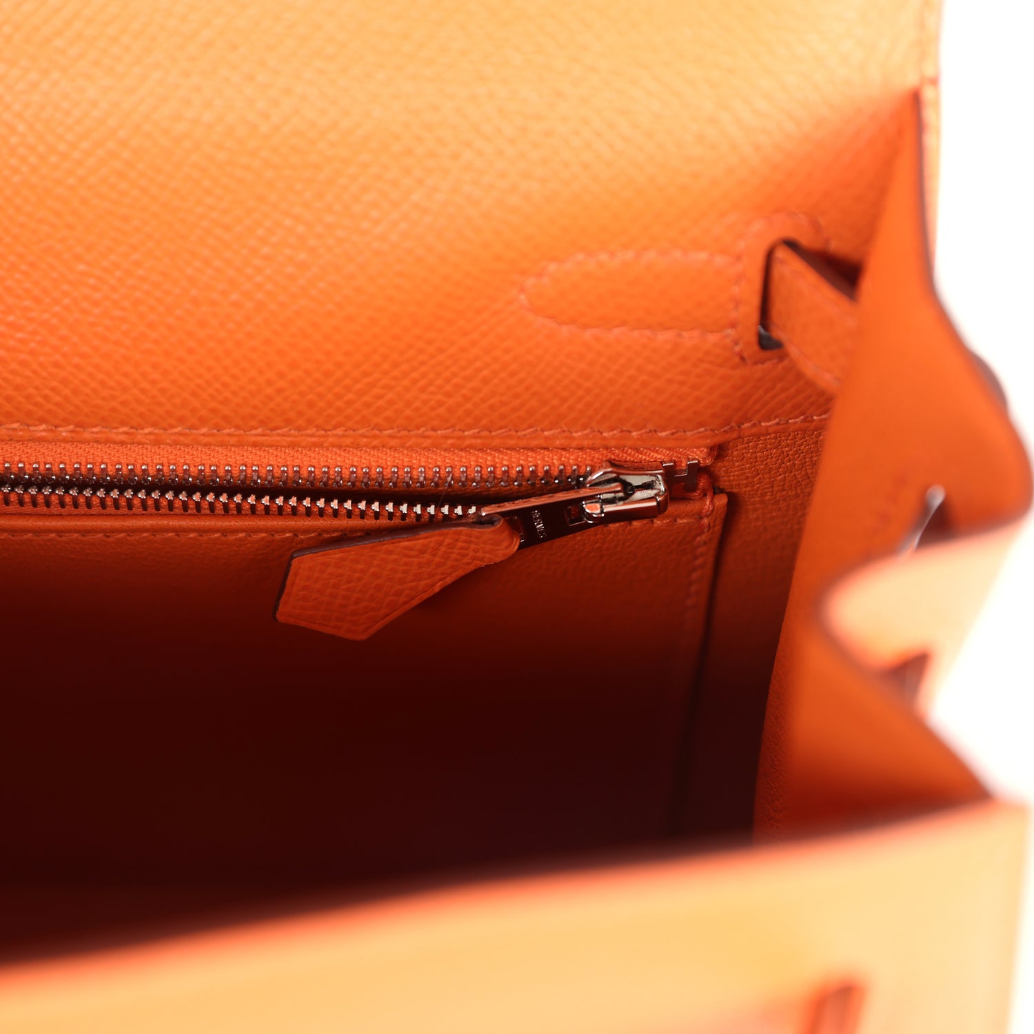 Hermes Kelly Sellier 25 Orange Epsom Palladium Hardware - Image 3