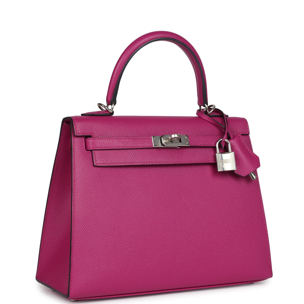 Hermes Kelly Sellier 25 Rose Pourpre Epsom Palladium Hardware - Image 2