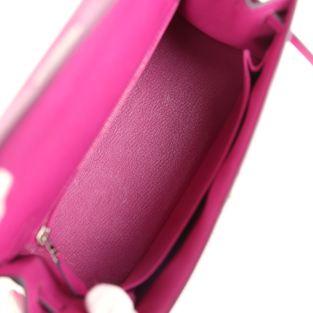 Hermes Kelly Sellier 25 Rose Pourpre Epsom Palladium Hardware - Image 7
