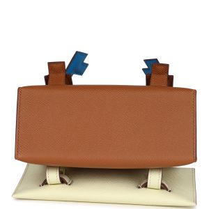 Hermes “Quelle Idolle” Picto Kelly Doll Gold, Bleu Zanzibar, Jaune Milton and Orange Field Epsom/Swift Palladium Hardware